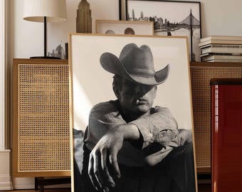 Cowboy Vintage James Dean Poster | Western Framed Print | Classic Wall Art Decor | Rustic Home Office Style | Retro Canvas Print