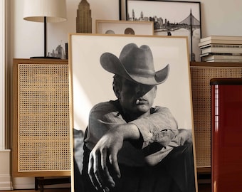 Póster vintage de James Dean, vaquero, impresión enmarcada del oeste, decoración clásica de pared, estilo rústico para oficina en casa, impresión en lienzo retro.
