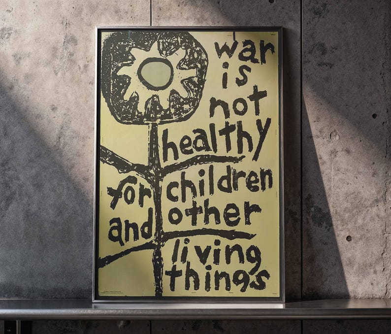 War Is Not Healthy For Children Vintage 60s Peace Movement Anti-War Protest Poster | Framed Print Wall Art Decor image 8