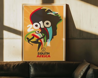 2010 South Africa World Cup Poster | Retro Soccer Wall Art | Framed Canvas | Vintage Football Art Print | Sports Wall Decor