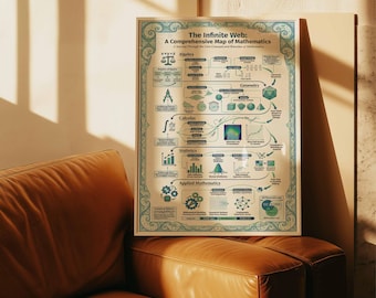 Mathematics Map Poster | Comprehensive Math Infographic Wall Art | Algebra Calculus Geometry Print | Student Teacher Office Decor