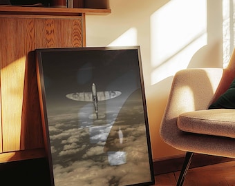 Vintage Airplane Art Print | WWII Fighter Plane Poster | Aviation Wall Art Decor | Framed Canvas | Pilot Gift | Office Wall Decor