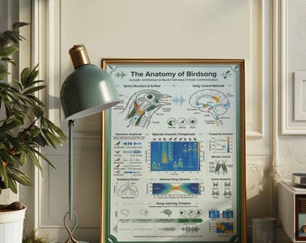 Anatomy of Birdsong Infographic Poster | Avian Science Wall Art | Bird Biology Chart | Framed Print | Nature Lover Gift Decor