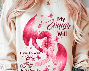 Breast Cancer Awareness PNG: Pink Ribbon Wings Digital Art (Digital Download)