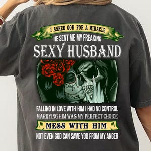 I Asked God for a Miracle, He Sent Me My Sexy Husband PNG Design - Romantic Digital Art for Spouses and Anniversary Gifts