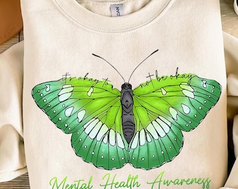 Mental Health Awareness Butterfly PNG: Inspirational Sublimation Design (Digital Download)
