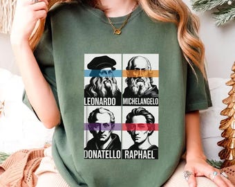 Artistas del Renacimiento PNG: Leonardo, Miguel Ángel, Rafael, Donatello (Descarga digital)