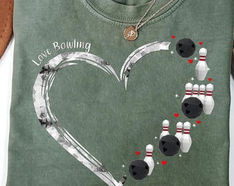Love Bowling Heart PNG: Sublimation Design (Digital Download)