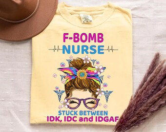 F Bomb Nurse Quote Design Png | Funny Nurse Life Artwork | Sassy Medical Sublimation File | Nurse Shirt Graphic Download