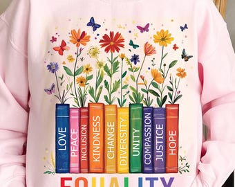 Equality Books and Flowers PNG: Diversity Clipart (Digital Download)