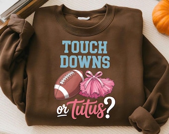 Touchdowns or Tutus Gender Reveal PNG, Football Ballerina Design (Digital Download)