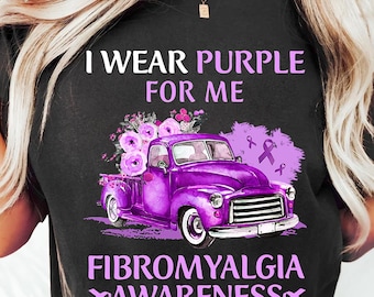Purple Ribbon Truck PNG: Design för medvetenhet om fibromyalgi (digital nedladdning)