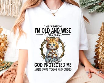 Funny Christian Cat PNG, Old and Wise Design (Digital Download)