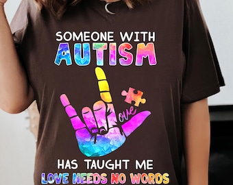 Autism Awareness 'Love Needs No Words' PNG Design (Digital Download)