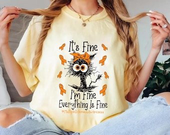 It's Fine I'm Fine MS Awareness PNG | Funny Multiple Sclerosis Shirt Design | MS Awareness Digital Design | Orange Ribbon Png