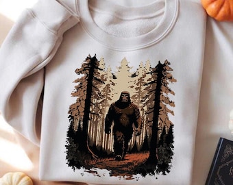 Bigfoot Forest PNG, Sasquatch in Woods, Cryptid Sublimation (Digital Download)
