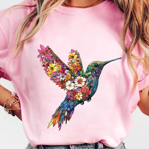 Floral Hummingbird PNG File – Vibrant Watercolor Bird Design for Sublimation & Crafts | Instant Download