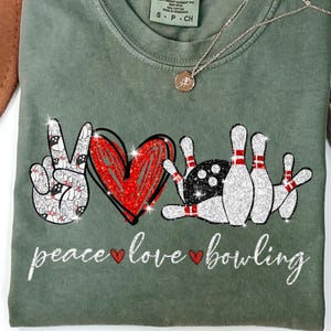 Peace Love Bowling PNG - Glitter Style Sublimation Design - Bowling Ball and Pins Digital Download - Bowling Lover Printable PNG