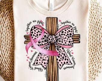 Breast Cancer Awareness Cross with Leopard Bow (PNG Digital Download)