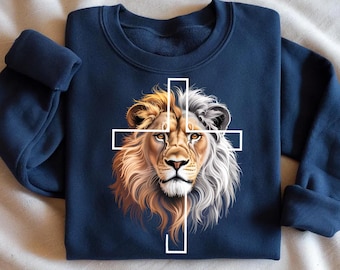 Christian Lion and Cross PNG | Faith T-shirt Design (Digital Download)
