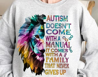 Autism Awareness Lion Art PNG: Family Support Quote (Digital Download)