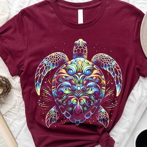 Psychedelic Turtle PNG Design – Intricate Rainbow Patterns | Perfect for Unique Ocean-Themed Apparel and Accessories