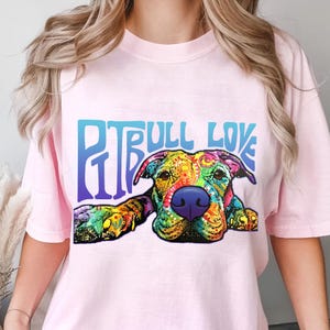 Colorful Pitbull Love PNG - Vibrant Dog Lover Clipart - Pitbull Digital Sublimation - Artistic Pet Design for T-Shirts & Gifts