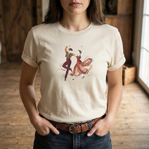 Flamenco Dancers Tee | Spanish Dance Illustration | Watercolor Tango Couple Shirt | Latin Ballroom Art Top