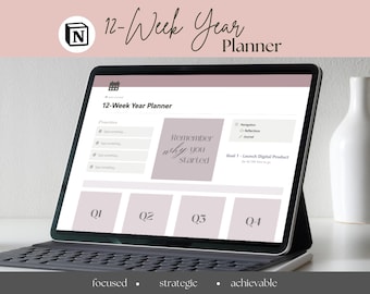 Notion Template 12-Week Year Planner | Goal Setting with SMART Strategies | Notion Dashboard & Life Planner | Goal Tracker