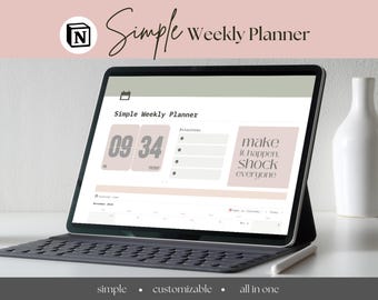 Einfacher Wochenplaner Notion Template | Anpassbarer digitaler Planer für Ziele, Zeitblockaden & Gewohnheitsverfolgung