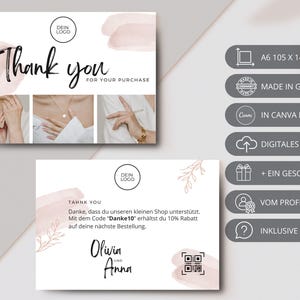 Obrigado pelo seu cartão de pedido, como bula para pedidos de clientes, para joias e itens artesanais, modelo DIN A6 para Canva.