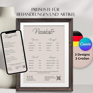 Tabela de preços de cabeleireiro, tabela de preços de cosméticos modelo Canva, serviços para se preparar, modelo alemão, para cabeleireiros e cabeleireiros