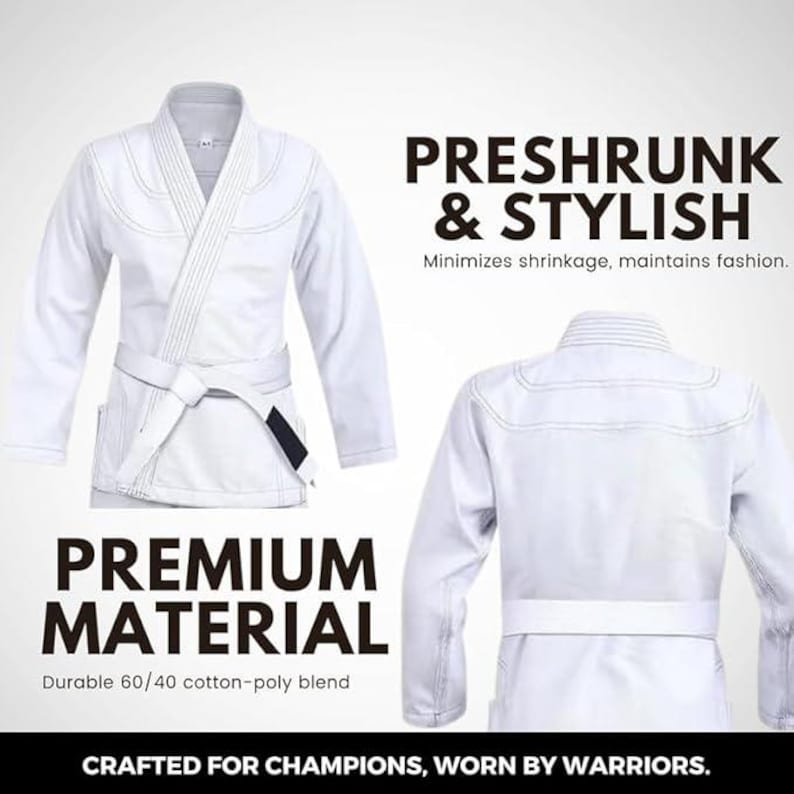 Costume BJJ Gi, kimono léger de Jiu Jitsu brésilien, MMA, tenue en coton prérétréci image 13
