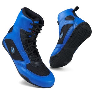 Men's Professional Boxing Wrestling Shoes Breathable Fighting Training Boots Combat Shoes Fitness Sports Sneakers Blue