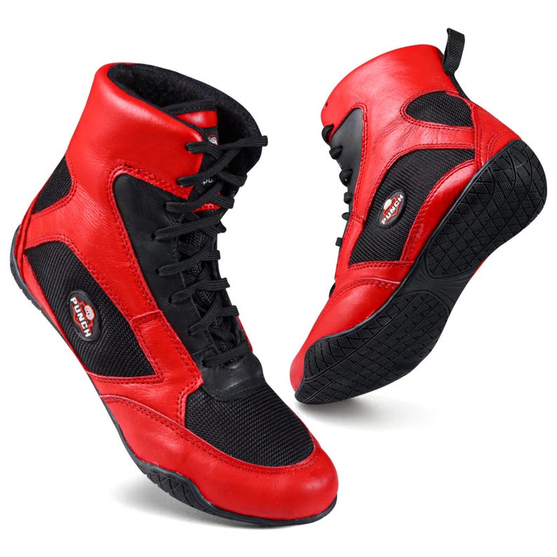 Men's Professional Boxing Wrestling Shoes Breathable Fighting Training Boots Combat Shoes Fitness Sports Sneakers Red