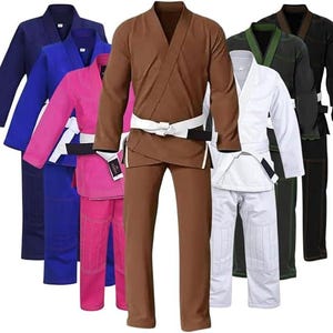 Costume BJJ Gi, kimono léger de Jiu Jitsu brésilien, MMA, tenue en coton prérétréci Brown