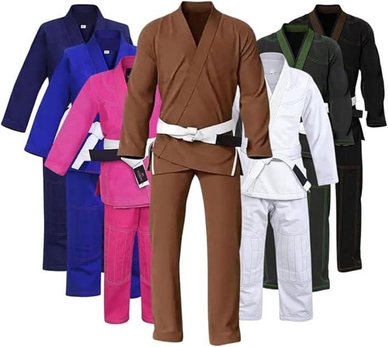 Costume BJJ Gi, kimono léger de Jiu Jitsu brésilien, MMA, tenue en coton prérétréci Brown