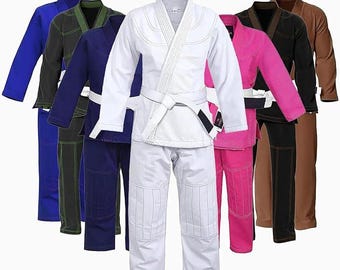 BJJ Gi Suit, Lightweight Brazilian Jiu Jitsu Kimono, Preshrunk Cotton Uniform, MMA Training Gear, Martial Arts Practice Outfit