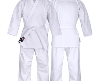 Karate Gi - 8 oz White Uniform, Durable Lightweight Karate & Taekwondo Suit