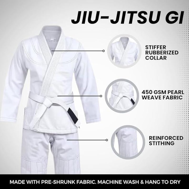 Costume BJJ Gi, kimono léger de Jiu Jitsu brésilien, MMA, tenue en coton prérétréci image 10
