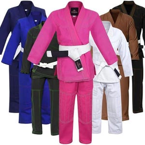 Costume BJJ Gi, kimono léger de Jiu Jitsu brésilien, MMA, tenue en coton prérétréci Pink