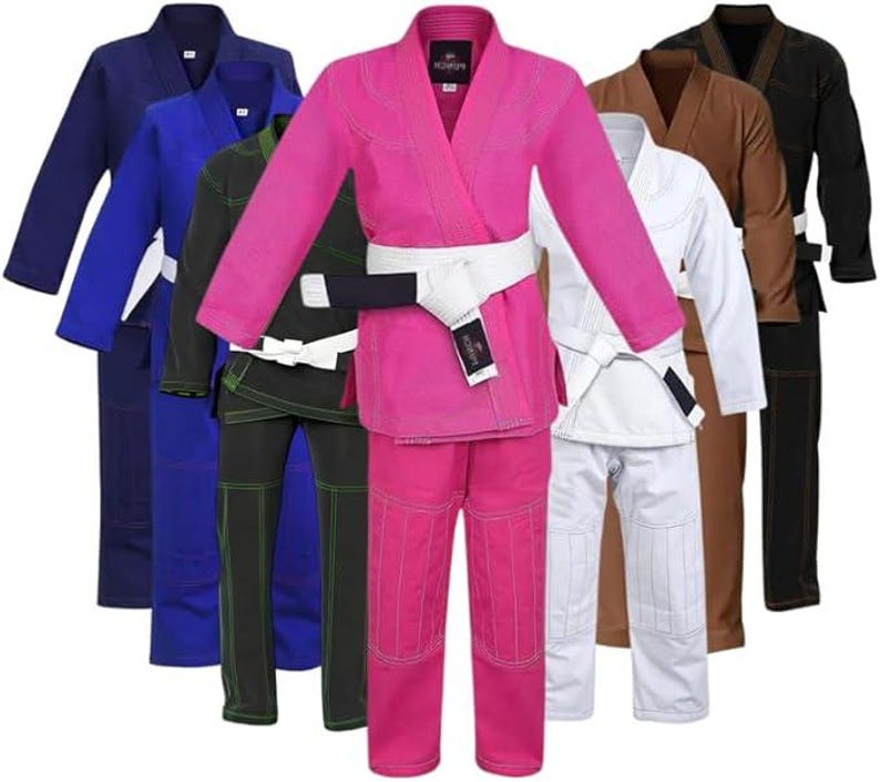 Costume BJJ Gi, kimono léger de Jiu Jitsu brésilien, MMA, tenue en coton prérétréci Pink