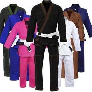 Costume BJJ Gi, kimono léger de Jiu Jitsu brésilien, MMA, tenue en coton prérétréci Black