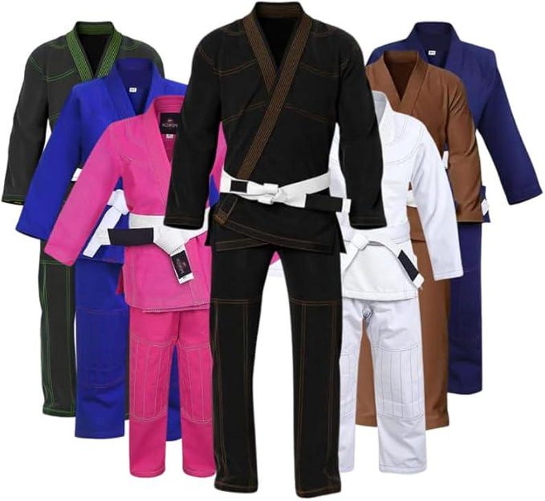 Costume BJJ Gi, kimono léger de Jiu Jitsu brésilien, MMA, tenue en coton prérétréci Black