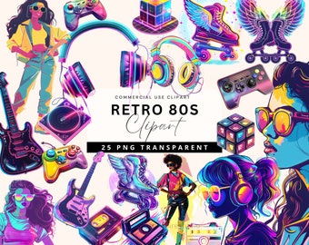 Neon 80S clipart, 90s clipart, Retro party clipart, roller party clipart, roller skate clipart 90s nostalgia clipart Pink retro clipart