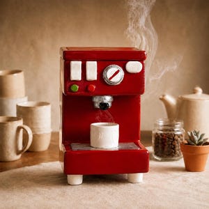 Quemador de incienso de reflujo con forma de máquina de espresso, soporte para incienso hecho a mano para amantes del café.