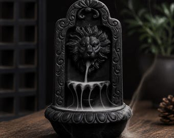 Lion Incense Burner, Backflow Incense Holder, Luxury Home Decor, Smoke Waterfall, Meditation Decor, Unique Gift for Him