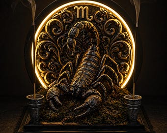 Scorpio Incense Burner, Zodiac LED Incense Holder, Backflow & Stick Incense Holder, Horoscope Decor, Handmade Gift