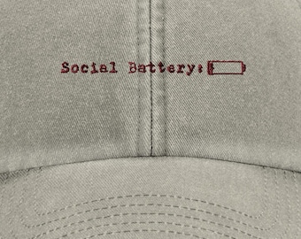 Social Battery 1% Dad Hat – Embroidered Introvert Baseball Cap