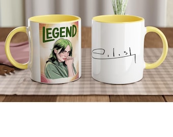 Billie Eilish Mug | Celebrity Signature | Glossy Ceramic Coffee Cup